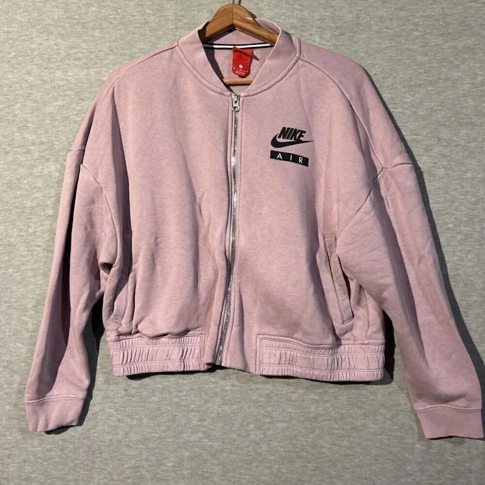 Nike Air Jacket Womens M Medium Pink Full Zip Double Sided Swoosh